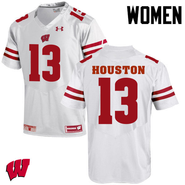 Wisconsin Badgers Women's #13 Bart Houston NCAA Under Armour Authentic White College Stitched Football Jersey ND40T38OV